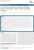 Cover page: De novo transcriptome assembly of drought tolerant CAM plants, Agave deserti and Agave tequilana