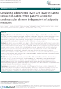 Cover page: Circulating adiponectin levels are lower in Latino versus non-Latino white patients at risk for cardiovascular disease, independent of adiposity measures