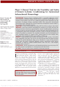 Cover page: Phase I Clinical Trial for the Feasibility and Safety of Remote Ischemic Conditioning for Aneurysmal Subarachnoid Hemorrhage