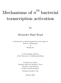 Cover page: Mechanisms of σ54 bacterial transcription activation