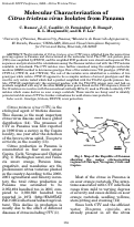 Cover page: Molecular Characterization of Citrus tristeza virus Isolates from Panama