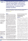 Cover page: Individualized genetic makeup that controls natural killer cell function influences the efficacy of isatuximab immunotherapy in patients with multiple myeloma