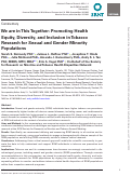 Cover page: We are in this together: Promoting health equity, diversity, and inclusion in tobacco research for sexual and gender minority populations