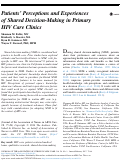 Cover page: Patients' Perceptions and Experiences of Shared Decision-Making in Primary HIV Care Clinics