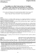 Cover page: Feasibility of a Brief Intervention to Facilitate Advance Care Planning Conversations for Patients with Life-Limiting Illness in the Emergency Department