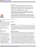 Cover page: Practice transformations to optimize the delivery of HIV primary care in community healthcare settings in the United States: A program implementation study