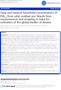 Cover page: State and national household concentrations of PM2.5 from solid cookfuel use: Results from measurements and modeling in India for estimation of the global burden of disease