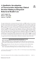 Cover page: A Qualitative Investigation of Characteristics Impacting Clinical Decision-Making in Integrated Behavioral Health Care