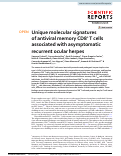 Cover page: Unique molecular signatures of antiviral memory CD8+ T cells associated with asymptomatic recurrent ocular herpes