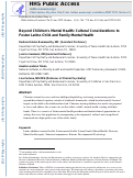 Cover page: Beyond Childrens Mental Health: Cultural Considerations to Foster Latino Child and Family Mental Health.