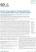 Cover page: Genomic Variant Analyses in Pyrethroid Resistant and Susceptible Malaria Vector, Anopheles sinensis.