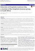 Cover page: Detection of Anopheles rivulorum-like, a member of the Anopheles funestus group, in South Africa