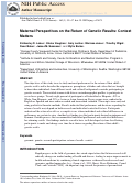 Cover page: Maternal Perspectives on the Return of Genetic Results: Context Matters