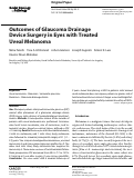 Cover page: Outcomes of Glaucoma Drainage Device Surgery in Eyes with Treated Uveal Melanoma