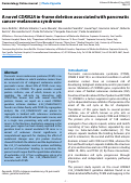 Cover page: A novel CDKN2A in-frame deletion associated with pancreatic cancer-melanoma syndrome