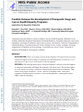 Cover page: Parallels between the development of therapeutic drugs and cancer health disparity programs