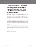 Cover page: Correction: COVID-19 Infections and Outcomes in Patients with Multiple Myeloma in New York City: A Cohort Study from Five Academic Centers.