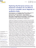 Cover page: Why do European primary care physicians sometimes not think of, or act on, a possible cancer diagnosis? A qualitative study