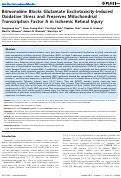 Cover page: Brimonidine Blocks Glutamate Excitotoxicity-Induced Oxidative Stress and Preserves Mitochondrial Transcription Factor A in Ischemic Retinal Injury