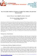 Cover page: Does Personality Similarity in Bottlenose Dolphin Pairs Influence Dyadic Bond Characteristics?