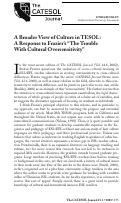 Cover page: A Broader View of Culture in TESOL: A Response to Frazier’s “The Trouble With Cultural Oversensitivity”