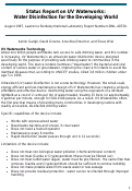 Cover page: Status Report on UV Waterworks: Water Disinfection for the Developing World