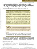 Cover page: A Spatial Memory Deficit in Male But Not Female Rats After Neonatal Diazepam Exposure: A New Model for Developmental Sedative Neurotoxicity.