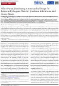 Cover page: White Paper: Developing Antimicrobial Drugs for Resistant Pathogens, Narrow-Spectrum Indications, and Unmet Needs.