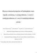 Cover page: Pysico-chemical properties of hydrophobic ionic liquids containing 1-octylpyridinium, 
1-octyl-2-methylpyridinium or 1-octyl-4-methylpyridinium cations