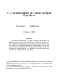 Cover page: A Characterization of Robust Sunspot Equilibria