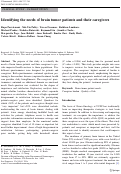 Cover page: Identifying the needs of brain tumor patients and their caregivers.