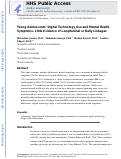 Cover page: Young Adolescents’ Digital Technology Use and Mental Health Symptoms: Little Evidence of Longitudinal or Daily Linkages