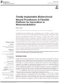 Cover page: Totally Implantable Bidirectional Neural Prostheses: A Flexible Platform for Innovation in Neuromodulation