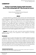 Cover page: Pivoting to Virtual Reality, Fostering Holistic Perspectives: How to Create Anthropological 360° Video Exercises and Lectures