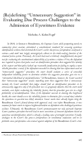 Cover page: (Re)defining “Unnecessary Suggestion” in Evaluating Due Process Challenges to the Admission of Eyewitness Evidence