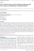 Cover page: Can an Online Course, Life101: Mental and Physical Self-Care, Improve the Well-Being of College Students?