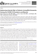 Cover page: Addressing Suicide Risk in Patients Living With Dementia During the COVID-19 Pandemic and Beyond