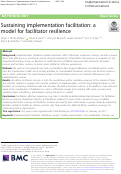 Cover page: Sustaining implementation facilitation: a model for facilitator resilience