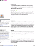 Cover page: Cultural adaptation of the person-centered maternity care scale at governmental health facilities in Cambodia