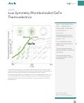 Cover page: Low-Symmetry Rhombohedral GeTe Thermoelectrics