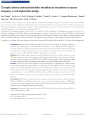 Cover page: Complications associated with intrathecal morphine in spine surgery: a retrospective study.