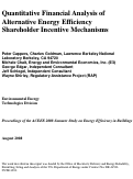 Cover page: Quantitative Financial Analysis of Alternative Energy Efficiency Shareholder Incentive Mechanisms