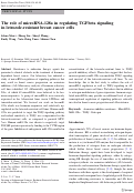 Cover page: The role of microRNA-128a in regulating TGFbeta signaling in letrozole-resistant breast cancer cells