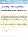 Cover page: Propofol-induced loss of consciousness is associated with a decrease in thalamocortical connectivity in humans.