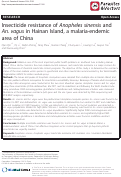 Cover page: Insecticide resistance of Anopheles sinensis and An. vagus in Hainan Island, a malaria-endemic area of China.