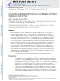 Cover page: Observational studies in Alzheimer disease: bridging preclinical studies and clinical trials.