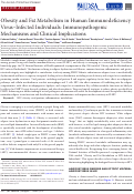 Cover page: Obesity and Fat Metabolism in Human Immunodeficiency Virus–Infected Individuals: Immunopathogenic Mechanisms and Clinical Implications