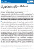 Cover page: Sub-hertz fundamental linewidth photonic integrated Brillouin laser