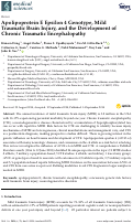 Cover page: Apolipoprotein E Epsilon 4 Genotype, Mild Traumatic Brain Injury, and the Development of Chronic Traumatic Encephalopathy.