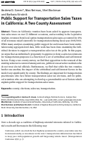Cover page: Public Support for Transportation Sales Taxes in California: A Two County Assessment